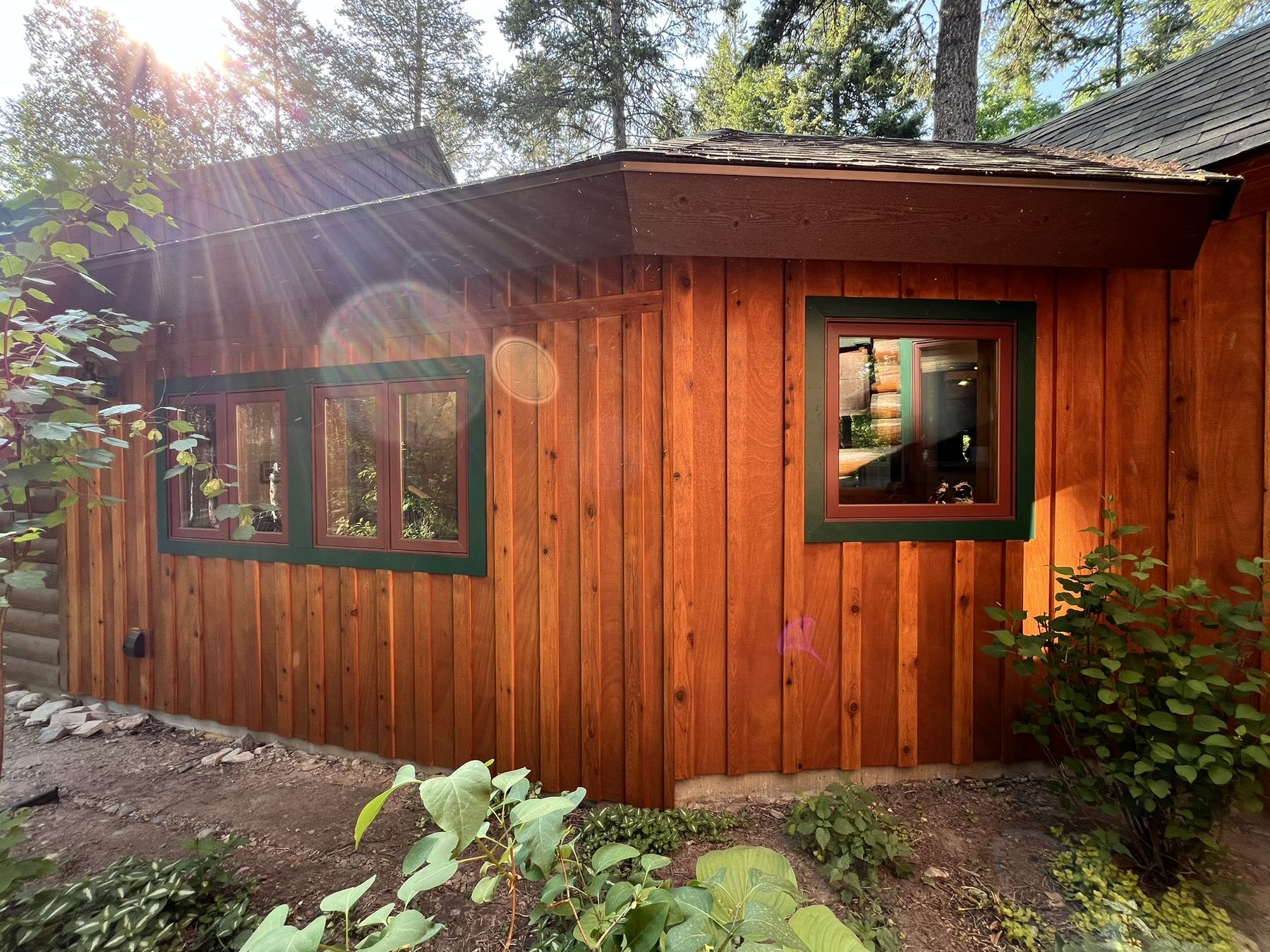 Cedar-sided home remodel completed by Kalkman Construction in Whitefish, MT