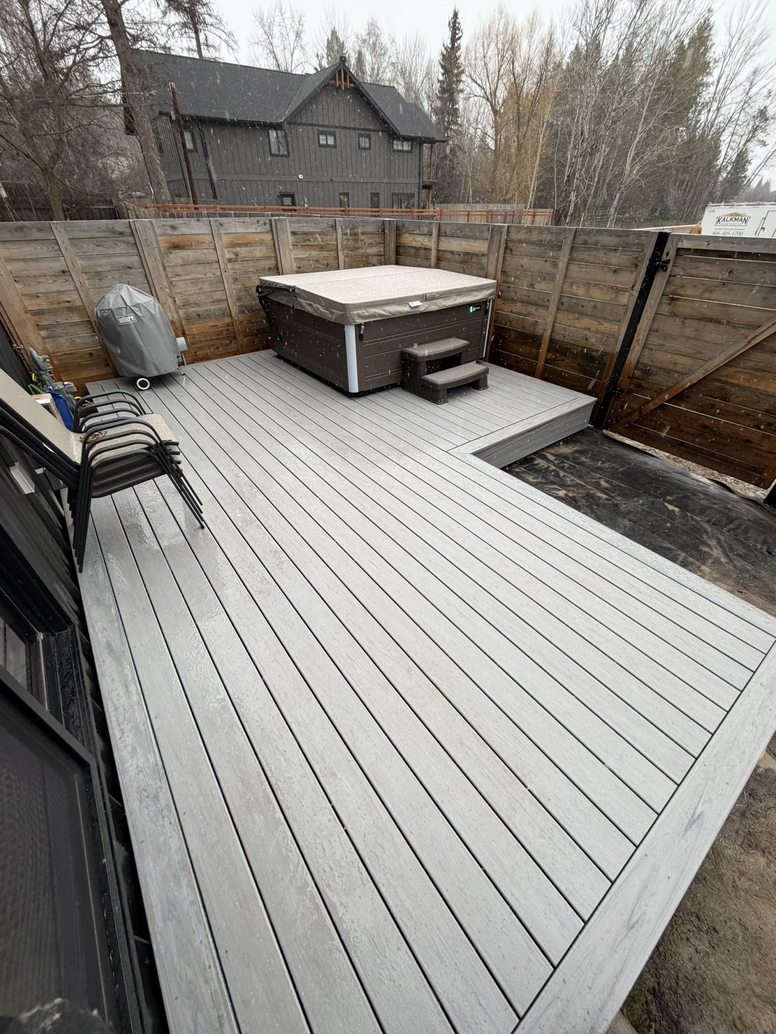 Composite deck with hot tub in Whitefish, MT