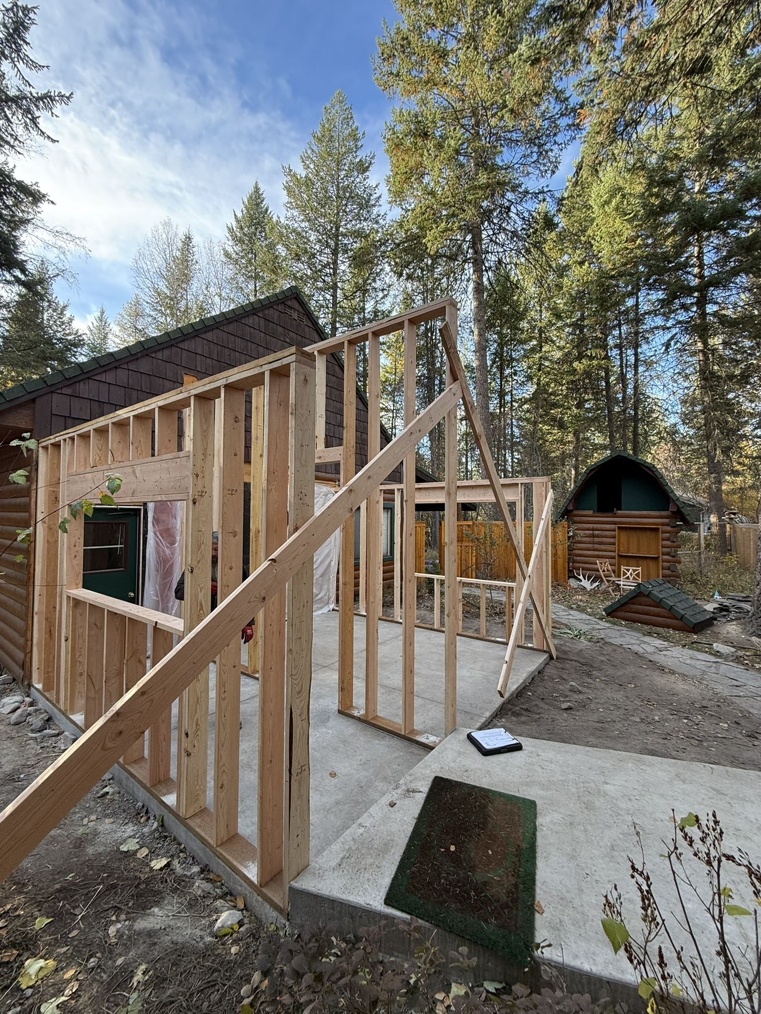 Home addition framing in progress